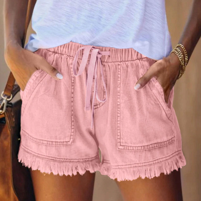 Zipporah - High-Waisted Denim Shorts