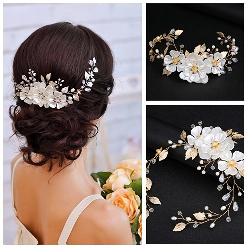 Zara -  Eleganter Haarschmuck mit Blumen und Perlen