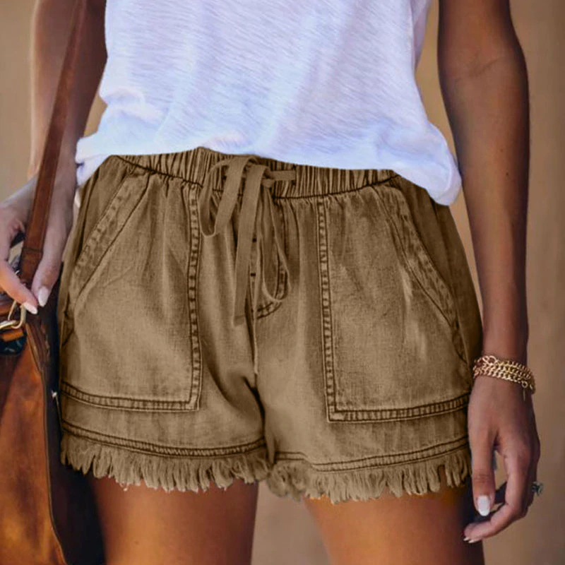 Zipporah - High-Waisted Denim Shorts