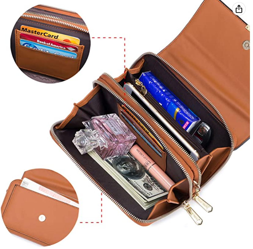 Handy Umhängetasche,Damen Kleine Umhängetasche,PU Leder Crossbody Schultertasche Reisepass Handytasche mit Kartenschlitz Verstellbar Abnehmbar Schultergurt