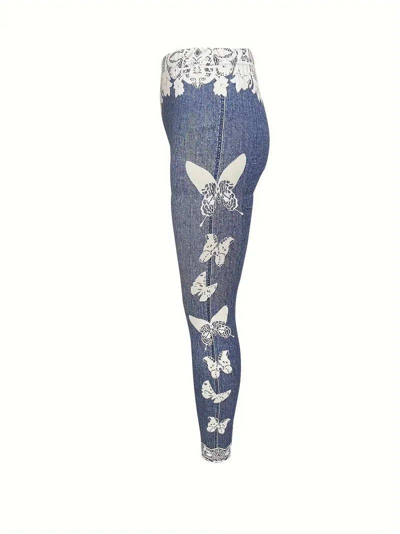 Zoey - Schmetterlingsmuster-Leggings mit Spitzendetails