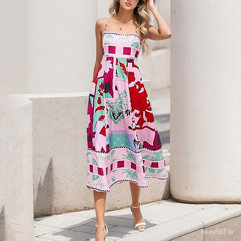 Carrie - Elegantes Print-Maxikleid