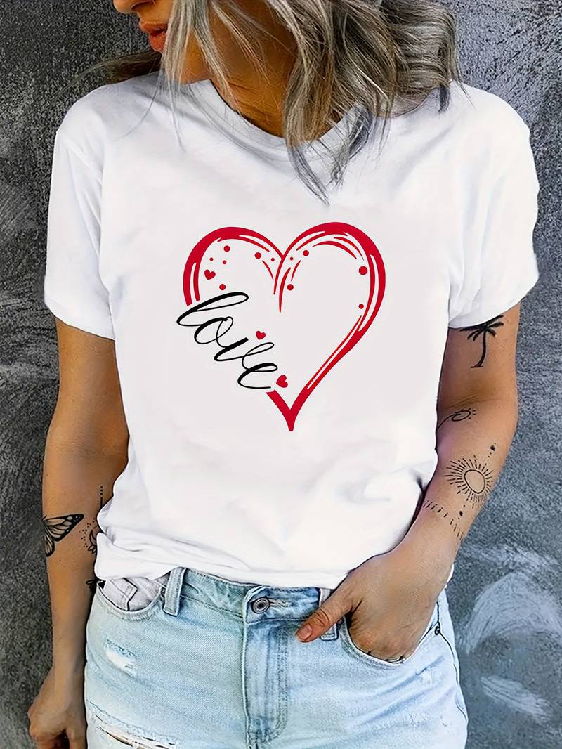 Zoe - Elegantes weißes T-Shirt mit Liebesdruck