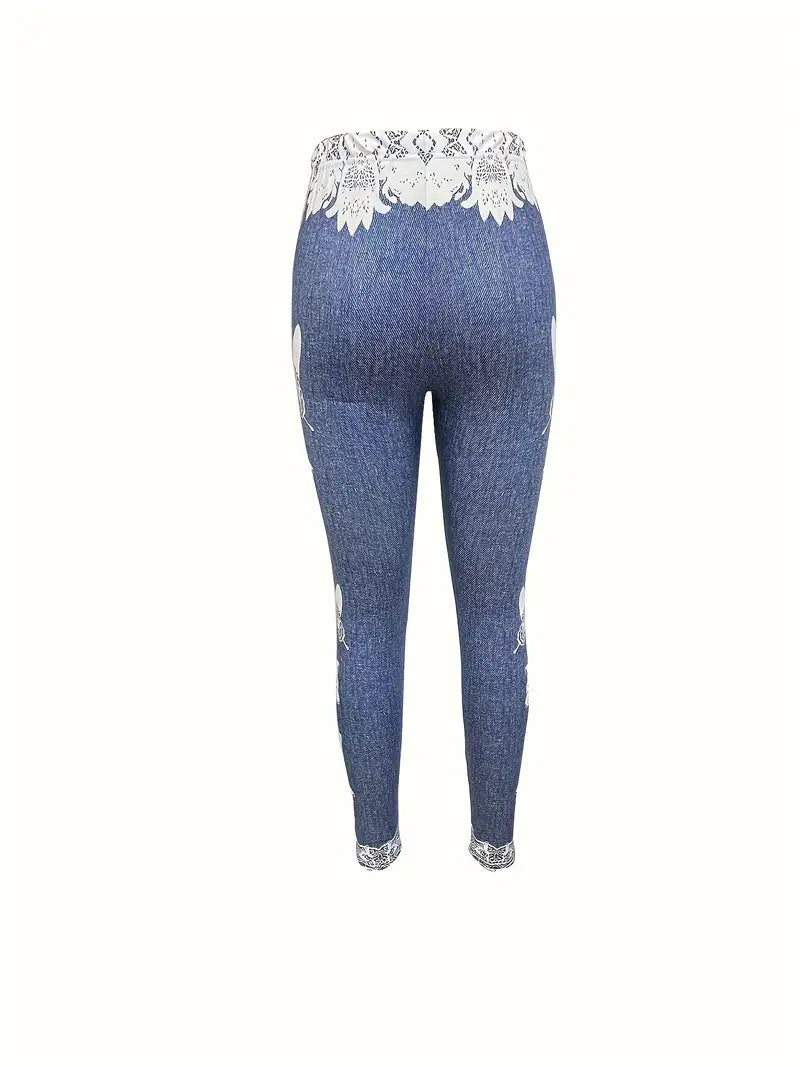 Zoey - Schmetterlingsmuster-Leggings mit Spitzendetails