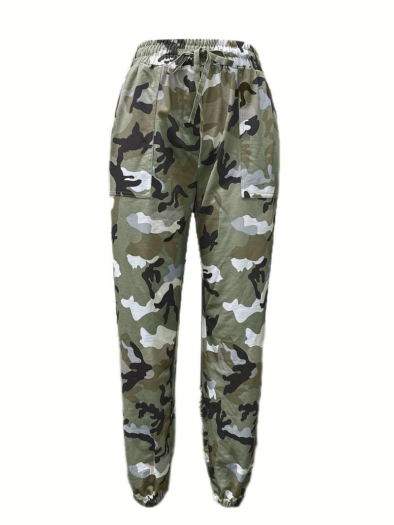 Zara - Cargohose mit Camouflage-Muster und Kordelzug