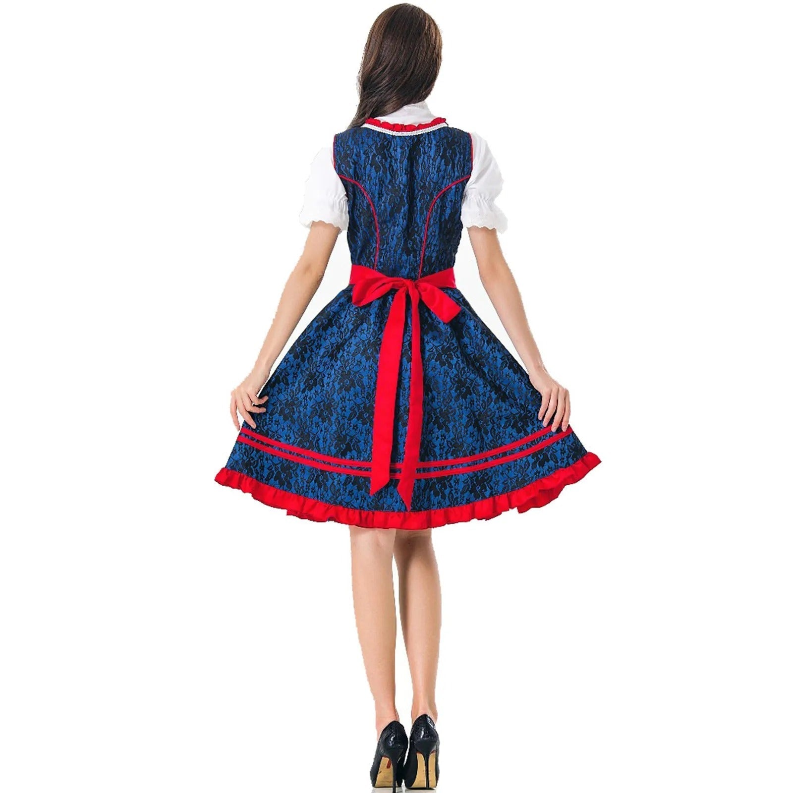 Zara - Traditionelles Dirndl in Rot und Blau mit Spitzen