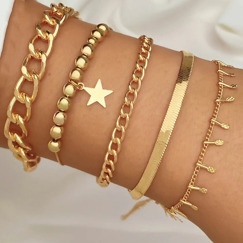 Ziva - Goldfarbenes Vintage-Armband mit Perle