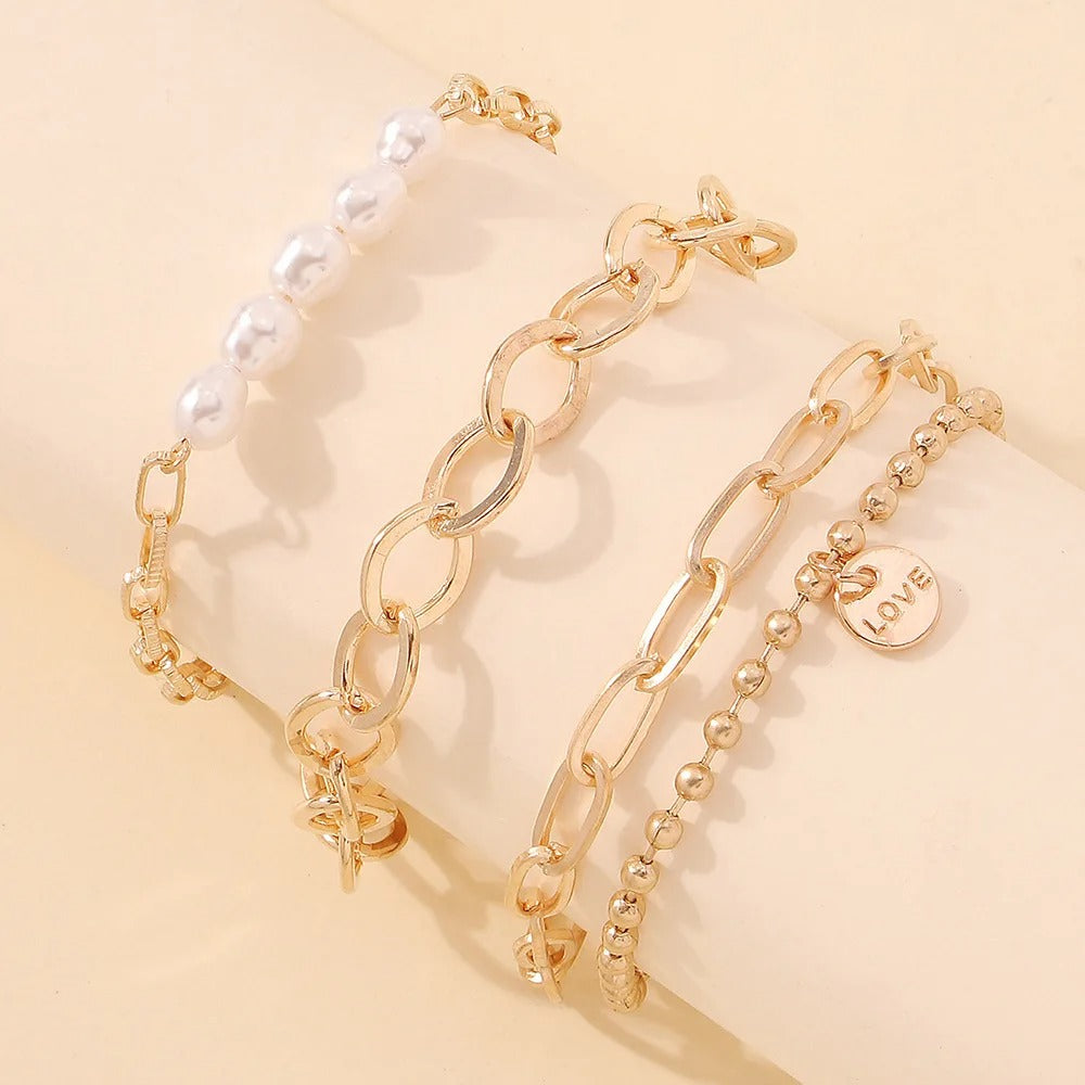 Ziva - Goldfarbenes Vintage-Armband mit Perle