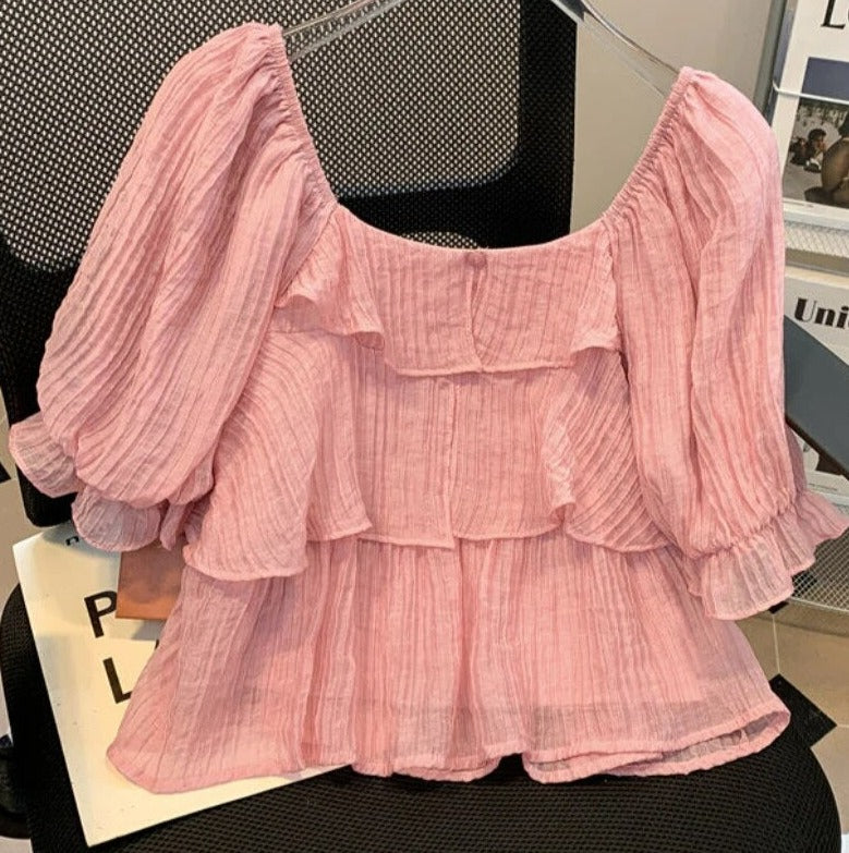 Zoe - Luftige Bluse mit Rüschen und Puffärmeln